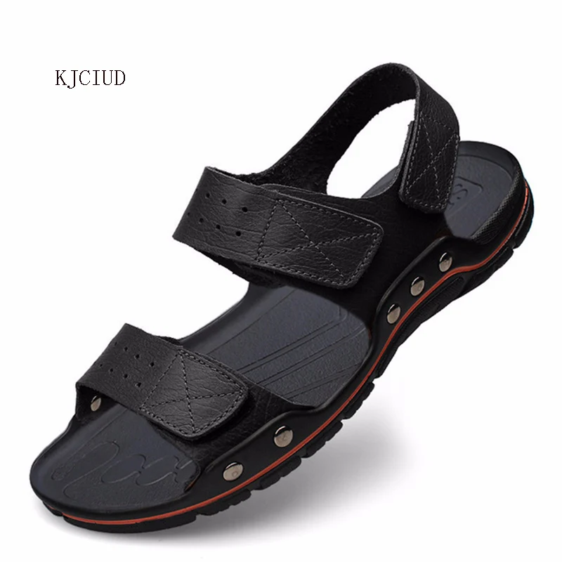 

2019 Summer Men's Sandals Leather Beach Leather Casual Shoes Men Wear Trend Leather Sandals And Slippers Sandals Men