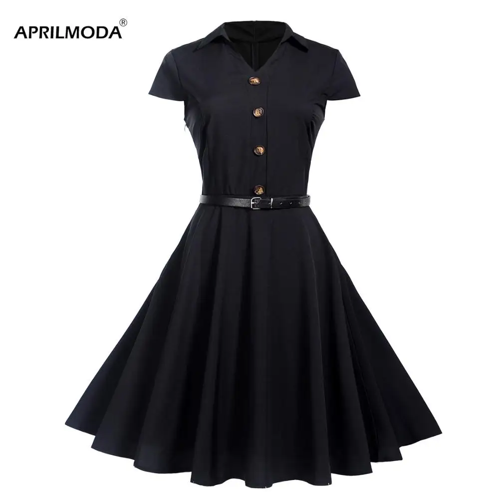 

Summer Casual Dress Vintage Rockabilly 50's Women Jurken Party Swing Dress Black Red Pinup Short Audrey Hepburn Dresses Vestidos