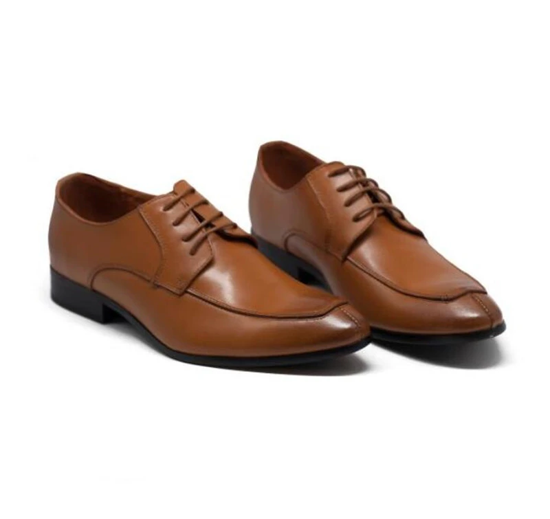 Brand Pointed Toe Men's Oxfords Formal Shoes Yellow Genuine Leather Men Dress Shoes Wedding Suit Men Flats
