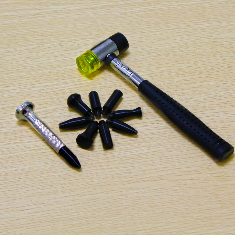 

Paintless Dent Repair Tab Down Pen With 9 Heads Adaptors And Hammer For PDR Removing Tool Kits