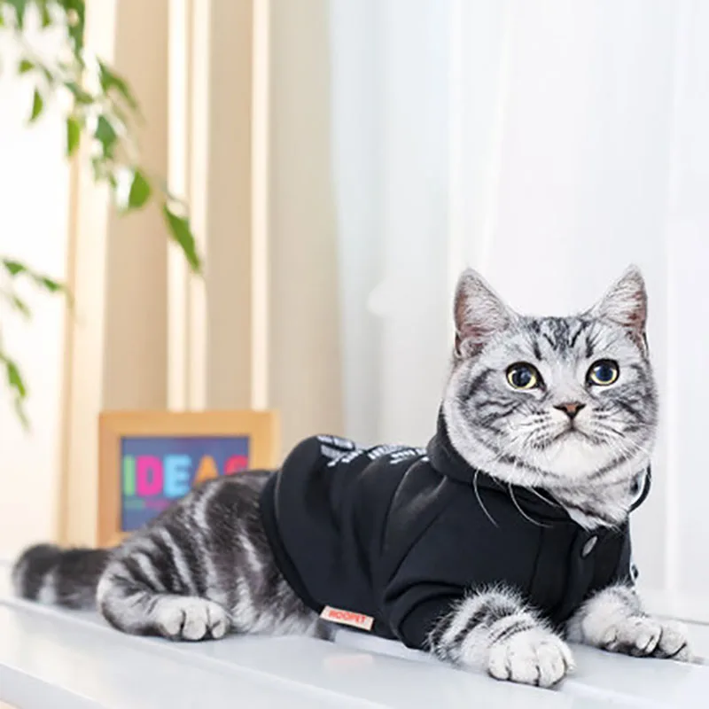 Черная одежда для домашних животных с надписью зимний костюм котов теплое мягкое