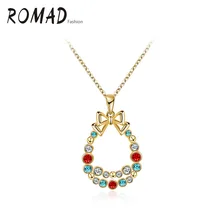 2017 ROMAD hot Hot hot Bohemia necklace Water Drop color Austrian crystal necklace pendant jewelry fashion woman’s necklace