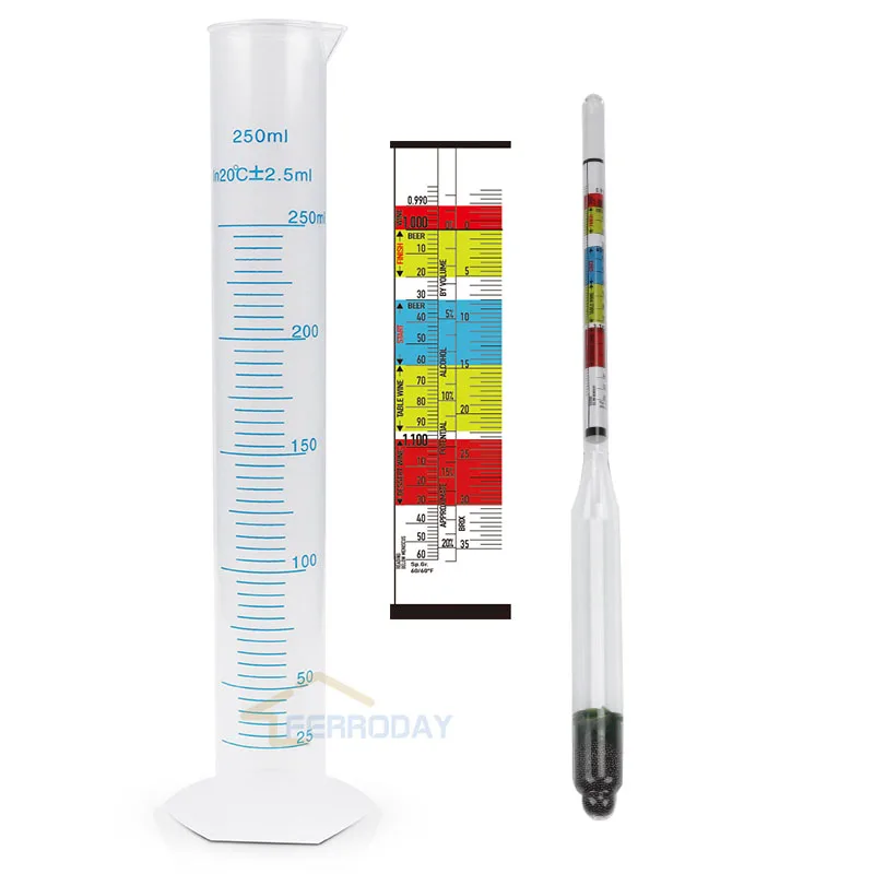 

New 3 Scale Hydrometer for Beer / Wine Home Brewing Making Triple Scale hydrometer + 250ml Graduated Measuring Cylinder