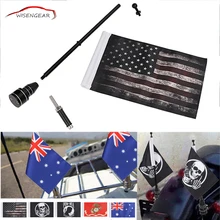 WISENGEAR Motorcycle Rear American USA Flag Pole Mount Bracket Luggage Rack For Harley Touring Dyna Sportster Honda Goldwing C/5