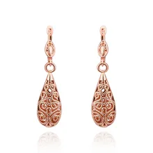 New 2017 Trendy 925-sterling-silver Retro hollow water droplets For Women Elegant Lady Prevent Allergy Super flash