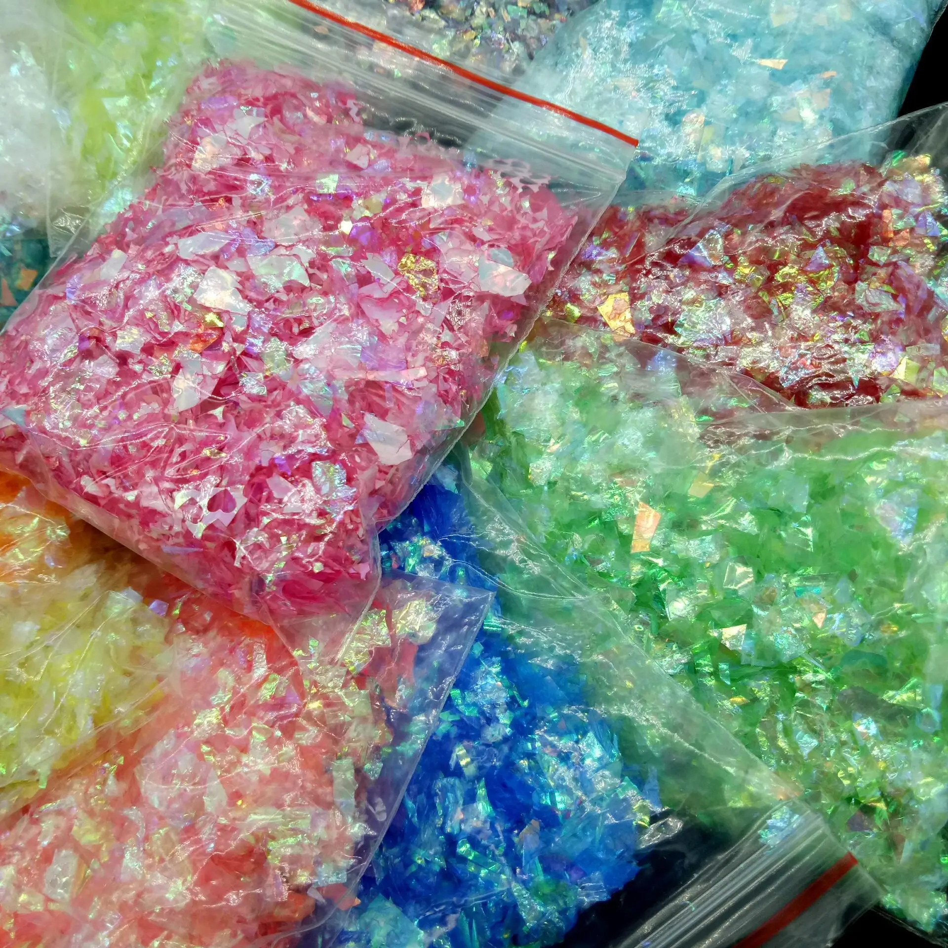 1Pack/20g Mixed Color Shell Paper Irregular 3D Glitter Cellophan Paper Nail Holographic Sequins Nail irregular Sequin Decoration