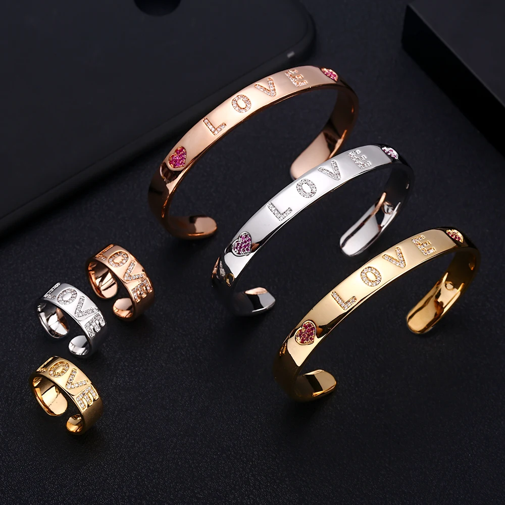 

Acckingh Trendy Bangle and Ring Sets geometric Fashion Bridal Jewelry Sets Bracelet For Women Wedding PARTY