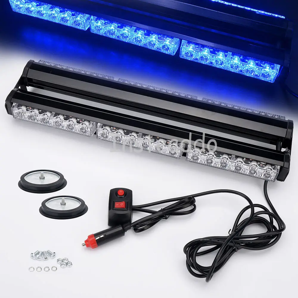 

CYAN SOIL BAY DOUBLE SIDE 108W 36LED BAR BEACON LIGHT WARNING STROBE LIGHT 18" BLUE