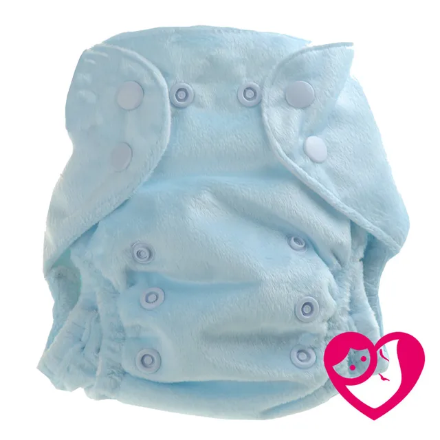 5PCS Washable newborn cloth diaper Solid minky PUL color snap double