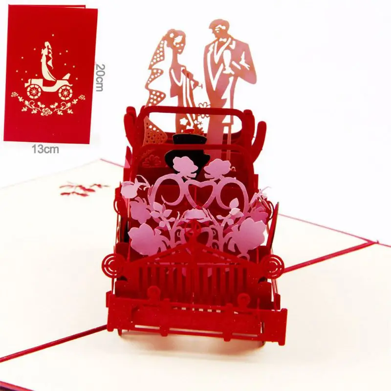 3D кольцо всплывающие свадебные приглашения романтическая ручная работа День Святого Валентина открытка с влюбленными поздравительный