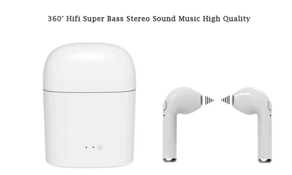 Hot i7 TWS Twins Wireless Earphone Mini Bluetooth v4.2 Earbuds Stereo Headset For Iphone X 8 8 PLUS 7 plus 7 6s 6 plus Galaxy S8 (9)