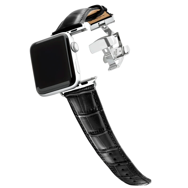 Ремешок из натуральной кожи для apple watch 6 band 44 мм 40 42 38 браслет с пряжкой бабочкой