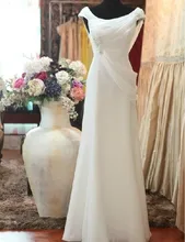 Echt Bild Formales Kleid Elegante Weiß Scoop Neck Langes Kleid Chiffon Abendkleid Mit Perlen
