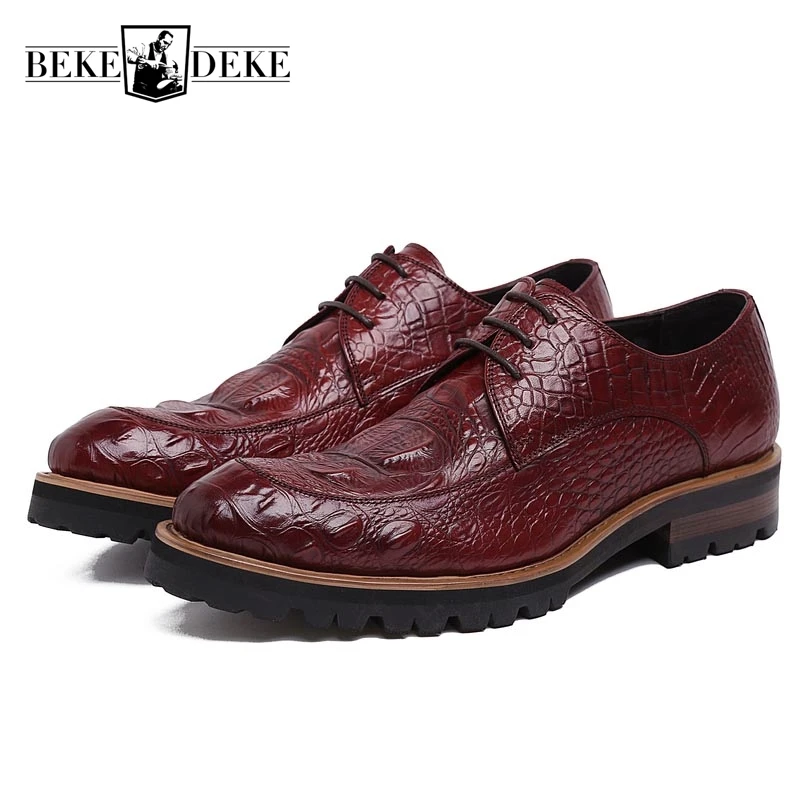 

Winter Men Formal Shoes Genuine Leather Cow Lace Up Dress Shoes Wedding Shoes Male Thick Bottom Round Toe Business Work Shoes
