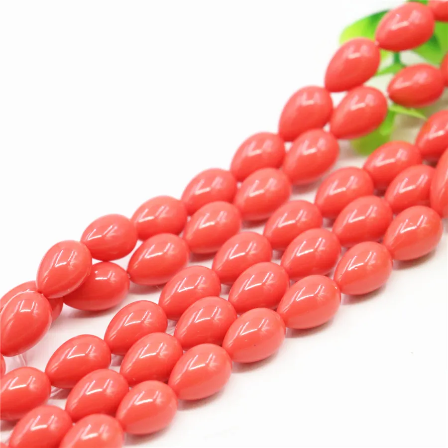 

Hot Orange Shell Water Droplets Imitation Pearls 5X7mm 7X9mm 9x13mm Diy Women Beads for Jewelry Making Glass Beads 15inch Y122