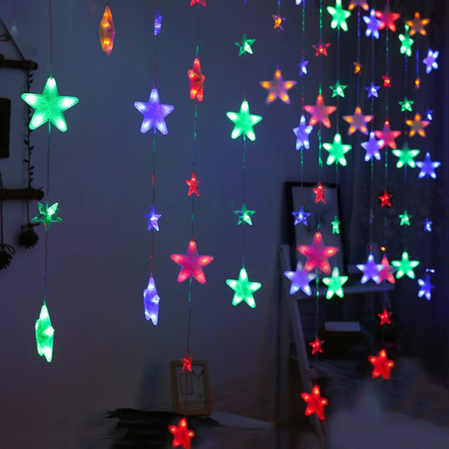  Thrisdar 3.5M 252 LED Romantic Fairy Star Led Curtain String Light 8 Mode Christmas Wedding Holiday - 32953130449