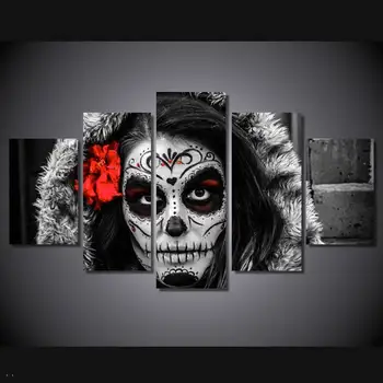 

Hd Printed Day Of The Dead Face Group Painting Canvas Print Room Decor Print Poster Picture Canvas Free Shipping/91166