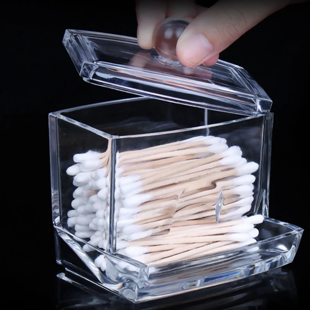 

NICEYARD Crystal Acrylic Cotton Swabs Storage Box Desktop Storage Boxes Transparent For Cosmetics Sample Lipstick Cotton Pads