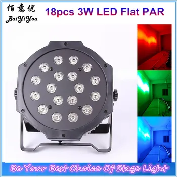 

Free shipping 10pcs/lot Good Quality Wash Decoration 18pcs 3w RGB LED Flat Mini Plastic PAR Light