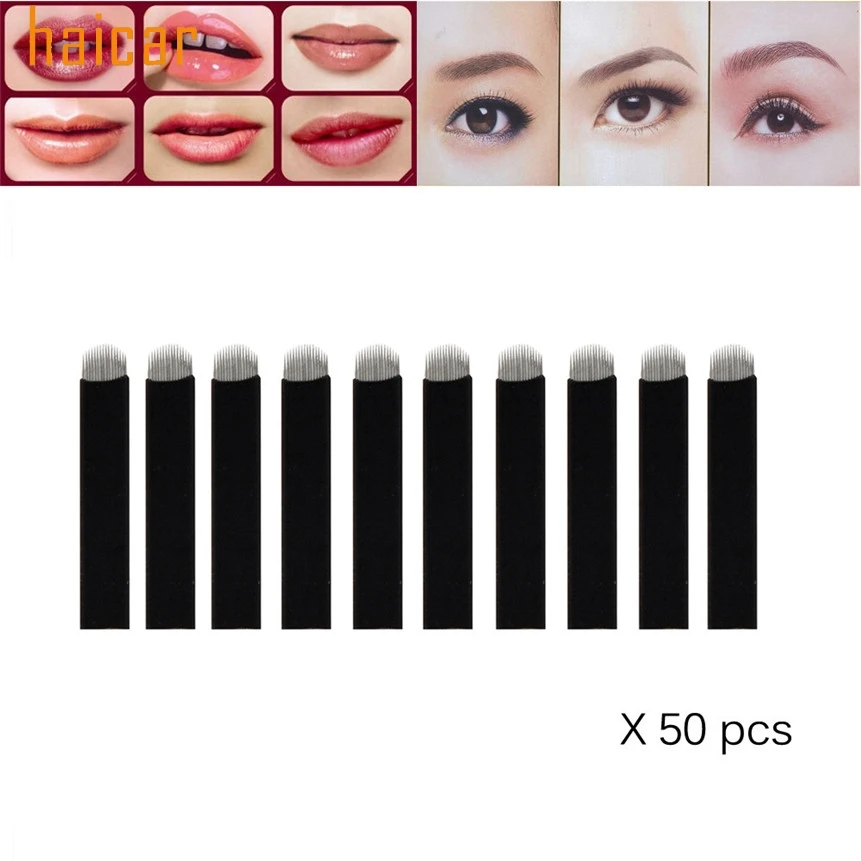 

HAICAR Love Beauty Female 50PCS U Shape 16 Needles Microblading Eyebrow Tattoo Needle Permanent Makeup 170111 Drop Shipping