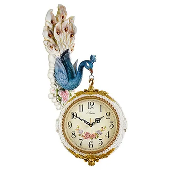 

Double Sided Wall Clock Modern Design Vintage 3d Retro Mechanism Guess Women Peacock Relogio Parede Silent Watches Decor WZH045