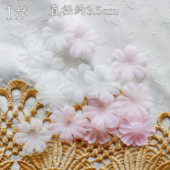 

100pcs flowers patch applique for wedding dress women accessories Organza lace fabric bride hair veil clothing decoration patch