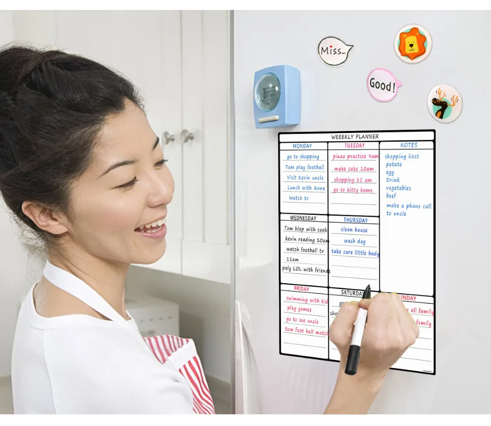 A3 Dry Erase Whiteboard Sheet for Kitchen Fridge Family Organiser Meal Planner Memo Board Shopping List Refrigerator White Board