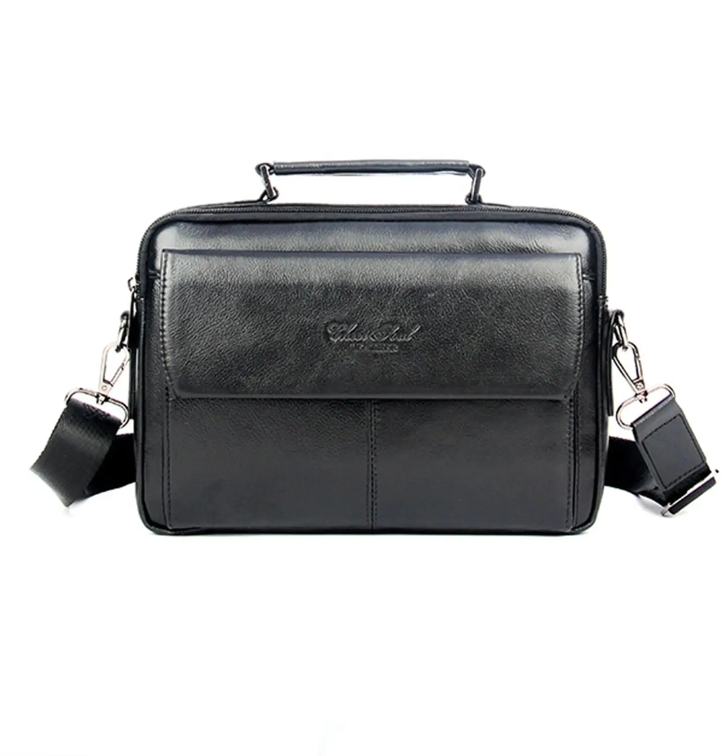Известный бренд, мужская кожаная деловая сумка через плечо, первый слой, сумка через плечо, мужская сумка-тоут, сумочка, портфель, сумки - Цвет: Black