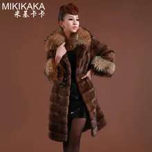 Горячая мода, новинка, Высококачественная Женская норковая шуба, благородная женская шуба из норкового меха, элегантная женская Норковая кожаная шуба FK6033