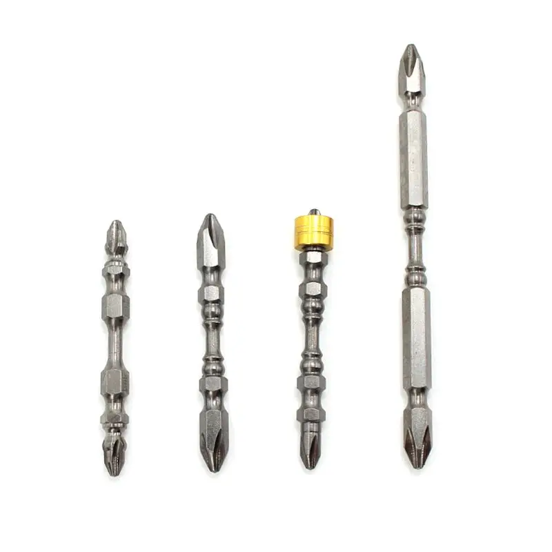 4pcs 1/ Hardness Magnetic 65MM 110MM Cross Head Screwdriver Bit Double Head Phillips Screw