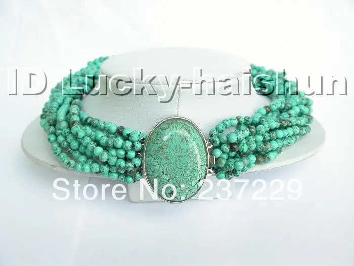 

DD Wholesale price FREE SHIPPING AAA 10Stds natural turquoise necklace turquoise clasp