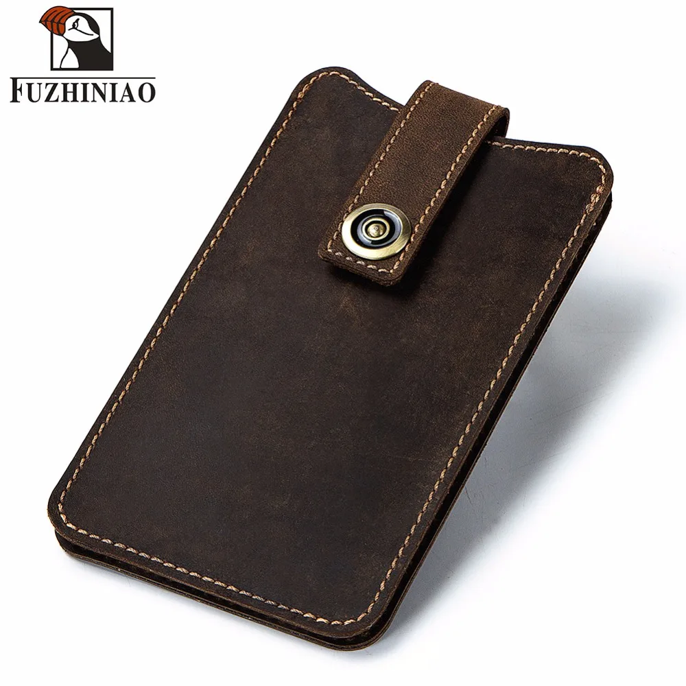 

Genuine Leather Phone Bag Wallet Men Clutch Male Cell Phone Holder Clutch Long Coin Purse Two Pocket Hasp Waist