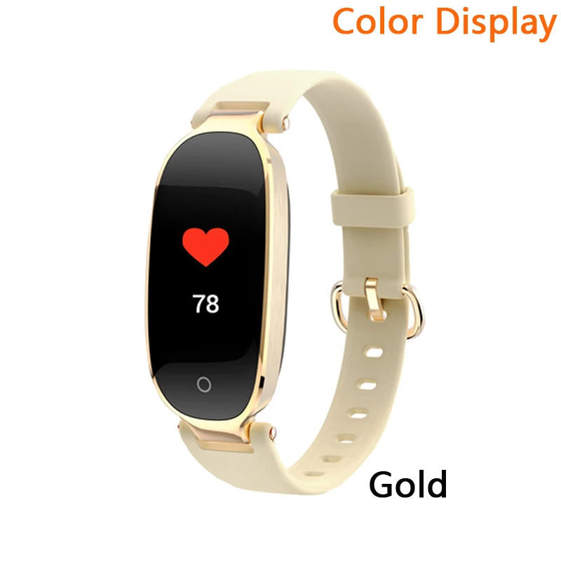 Цветной экран, водонепроницаемые, S3 Plus, умные часы для женщин, девушек, монитор сердечного ритма, умные часы, relogio inteligente для Android IOS reloj - Цвет: gold