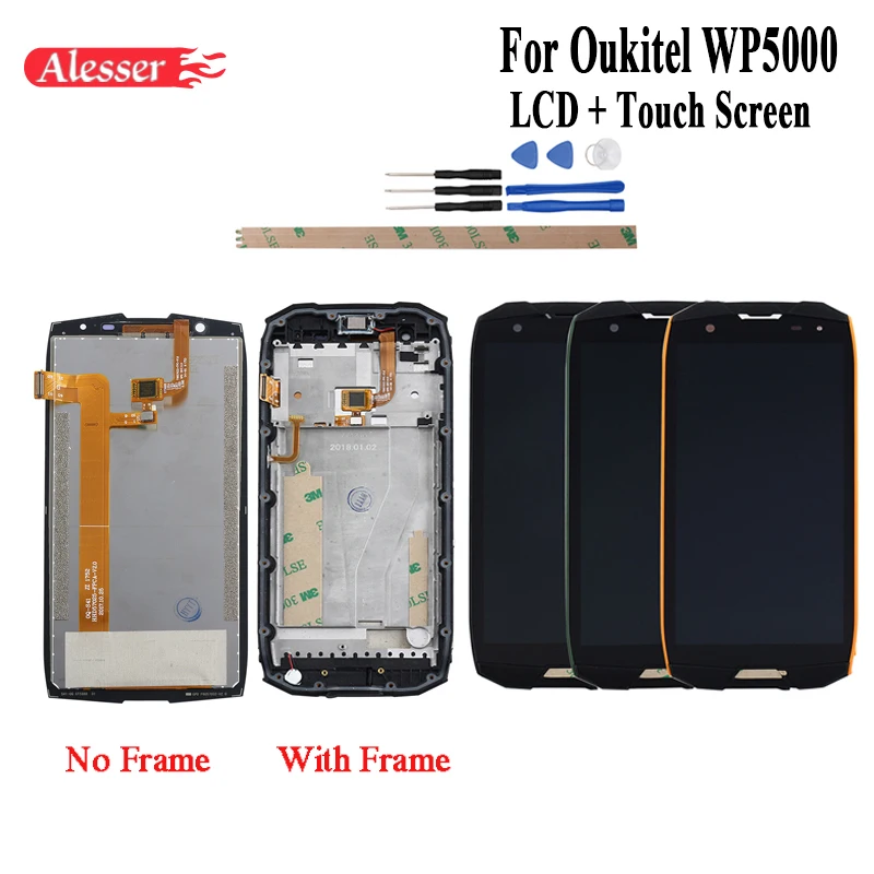 

Alesser For Oukitel WP5000 LCD Display and Touch Screen With Frame Assembly Repair Part With Tools +Adhesive For Oukitel WP5000