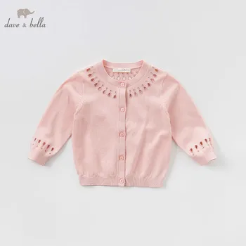 

DBJ7404 dave bella spring infant baby girls fashion pink cardigan kids toddler coat children boutique knitted sweater