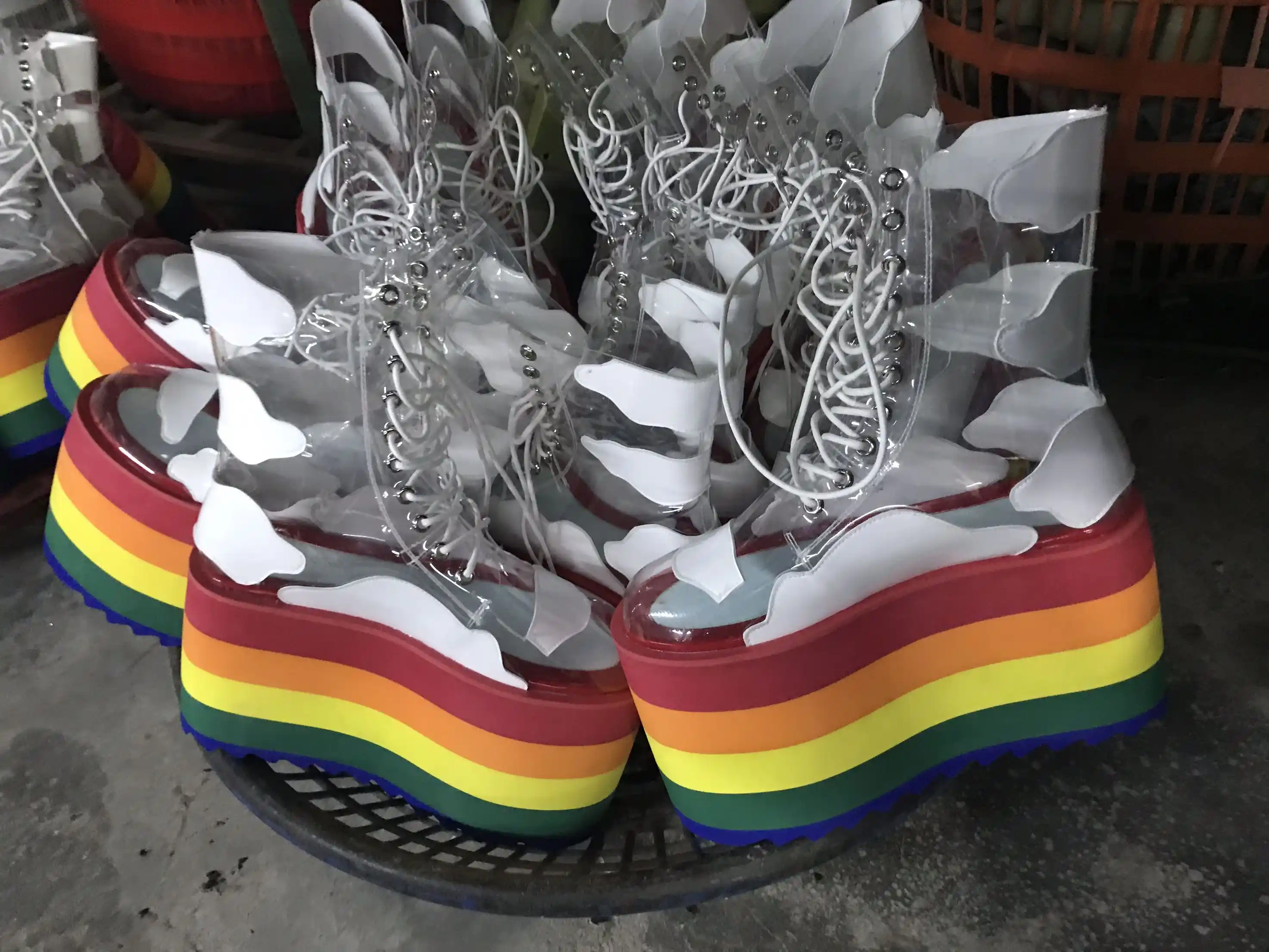 rainbow cloud platform shoes