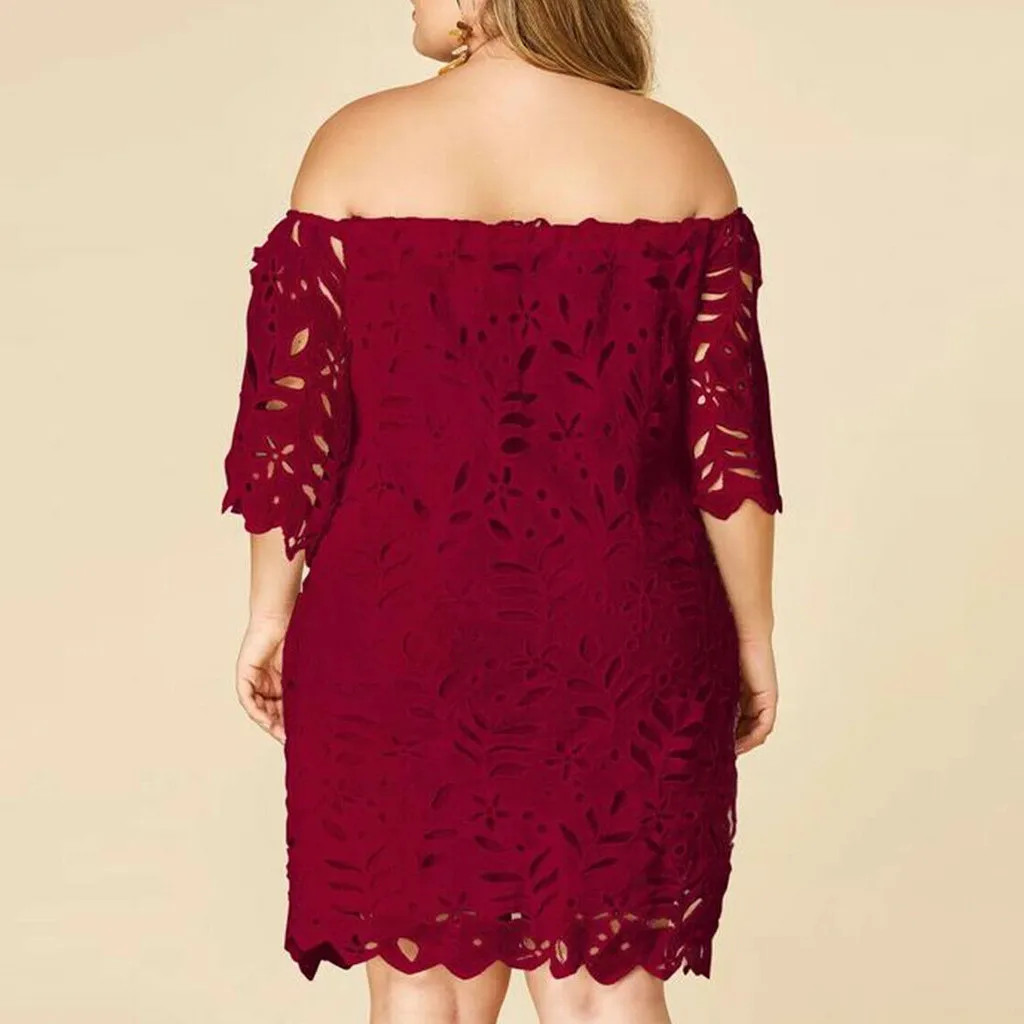 JAYCOSIN Fashion Women sweet off shoulder lace Solid Dress Sexy Slash Neck Casual Slim Beach Summer Sundress vestidos 715W