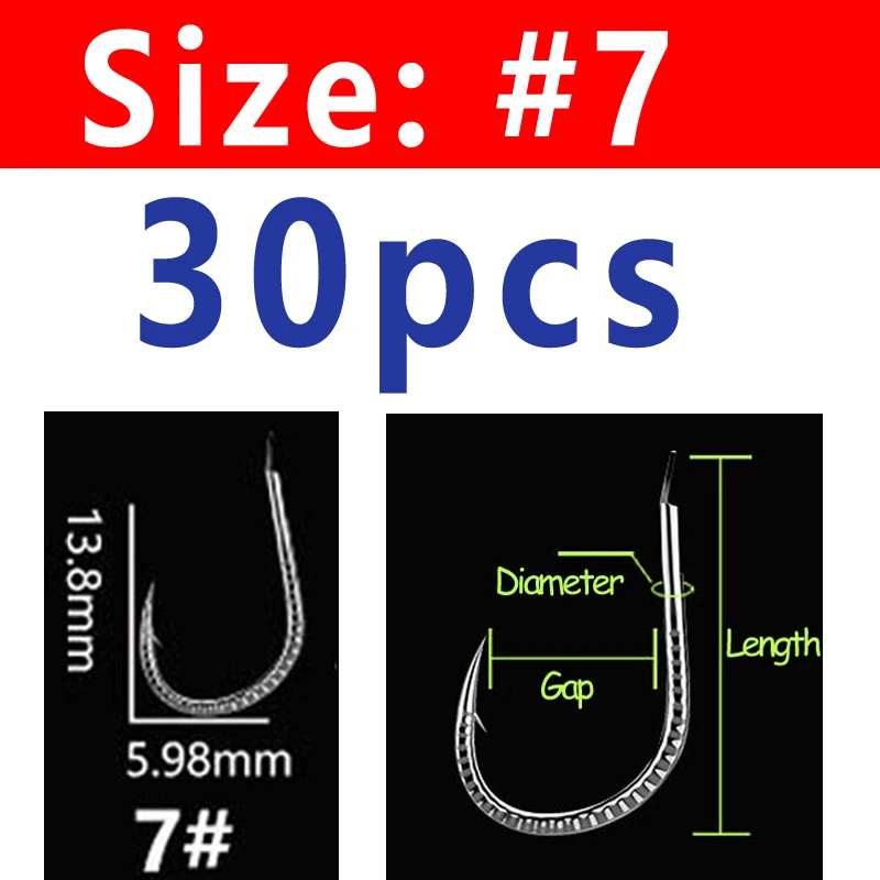 Wifreo 30PCS Silver Color Strong Carp Fishing Hook Barbed Dragon Scale Fish Hook Size 1~ Size 13 Herring Grass Carp Hooks - Цвет: Size 7 30pcs