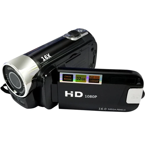 16X цифровой зум Видео DV камера 2,7 дюймов TFT lcd вращающийся экран фотосъемка видеокамера Свадебная DVR рекордер - Цвет: Черный