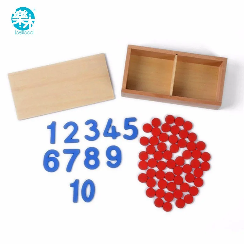 Montessori Educational Wooden Toy Cards & Counters Math Number for