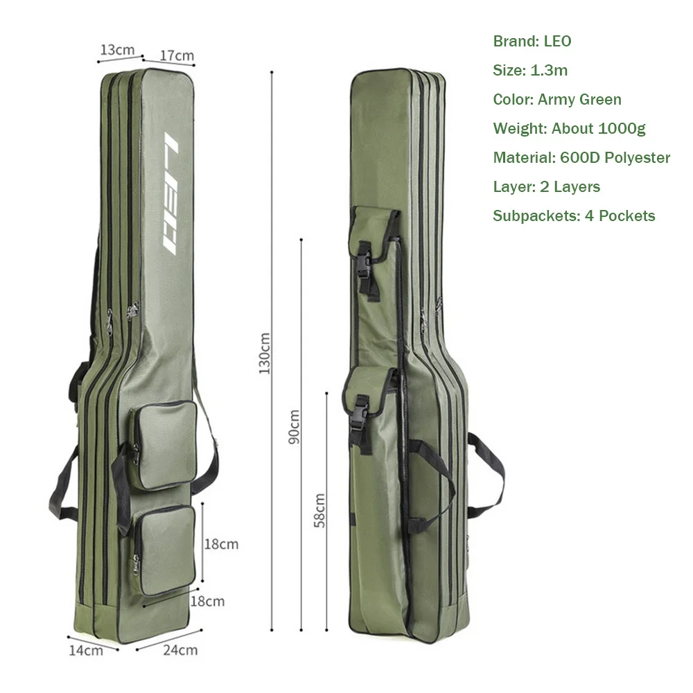Homens do Mar Equipamento de Pesca Bolsa de Pesca Acessórios de Dupla Bolsa Portátil Camada Grande Capacidade Mochila Dobrável Transportadora Leo 1.3 m 5 Esporte e Lazer
