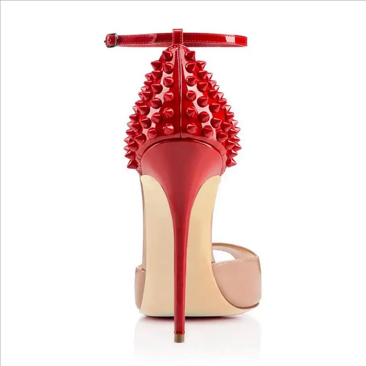 Chaussure Female Gladiator Fashion Women Sandals Luxury Red Rivet Thin High Heels Designer Shoes Elegant Sweet Brand Shoes Women