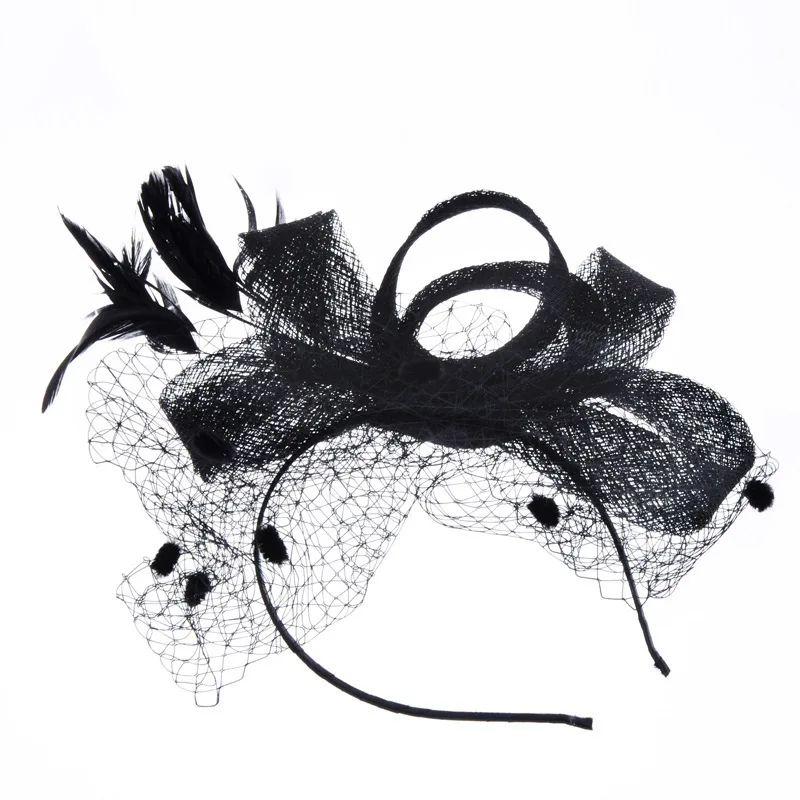 Винтажная Женская шерстяная фетровая Клубная Кепка для невесты, повязка для волос, повязка на голову, аксессуары для волос - Цвет: black