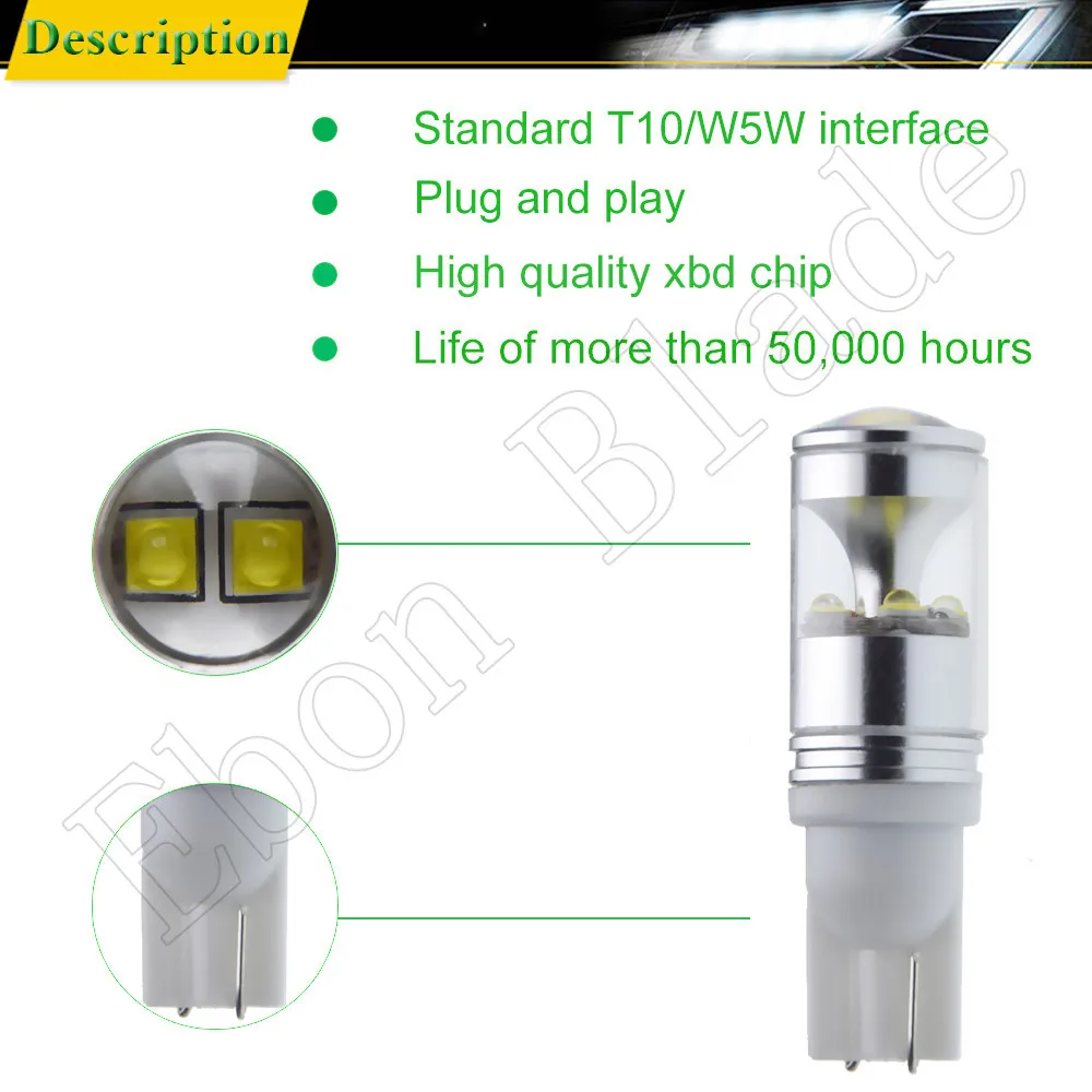 2x T10 W5W 920 912 921 Высокая мощность 30 Вт экстремально яркие Cree XBD чипы светодиодный лампы для парковки автомобиля резервный обратный светильник 12 в 24 В