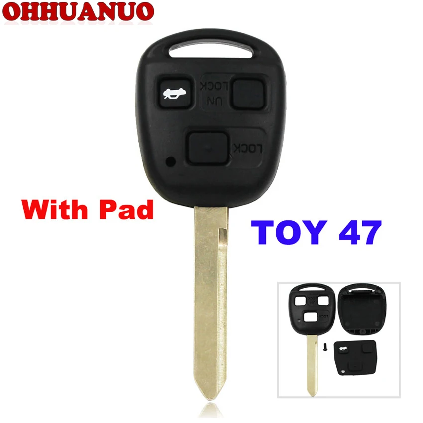 

SALE ! 3 Buttons Remote Key Shell for Toyota Yaris Avensis Key Case Fob Blade TOY47 With Button Pad