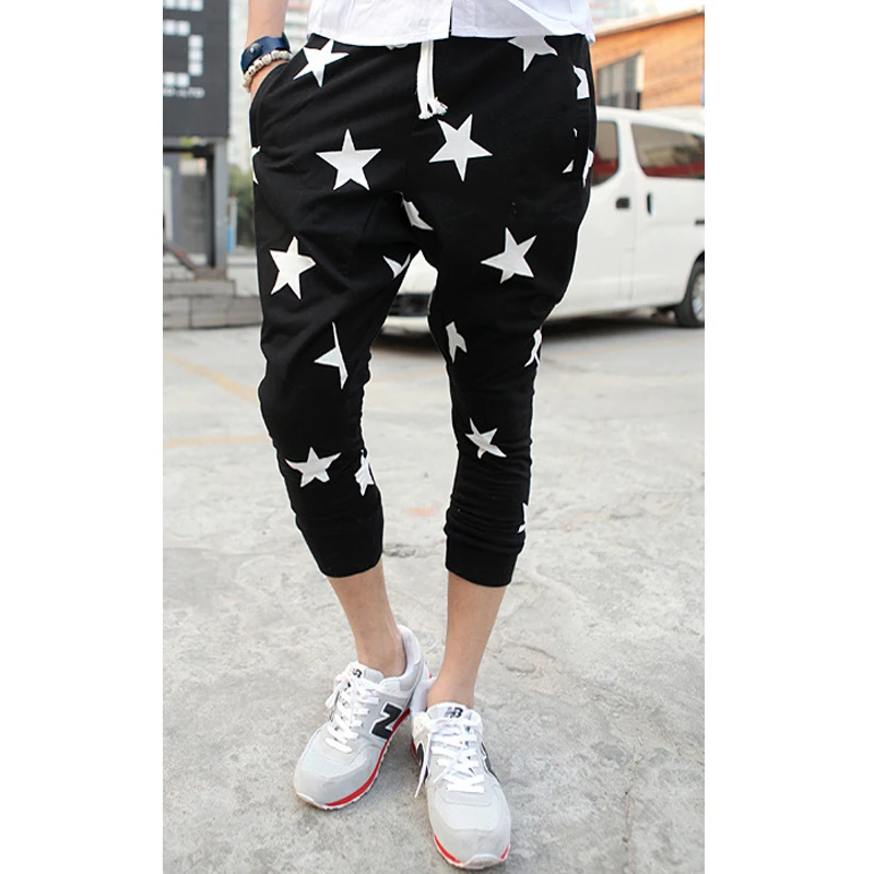 Masculino cal&ccedil;as cal&ccedil;as gota gancho cal&ccedil;as Harem moda Hip hop Dance cal&ccedil;as soltas estrelas de alta qualidade