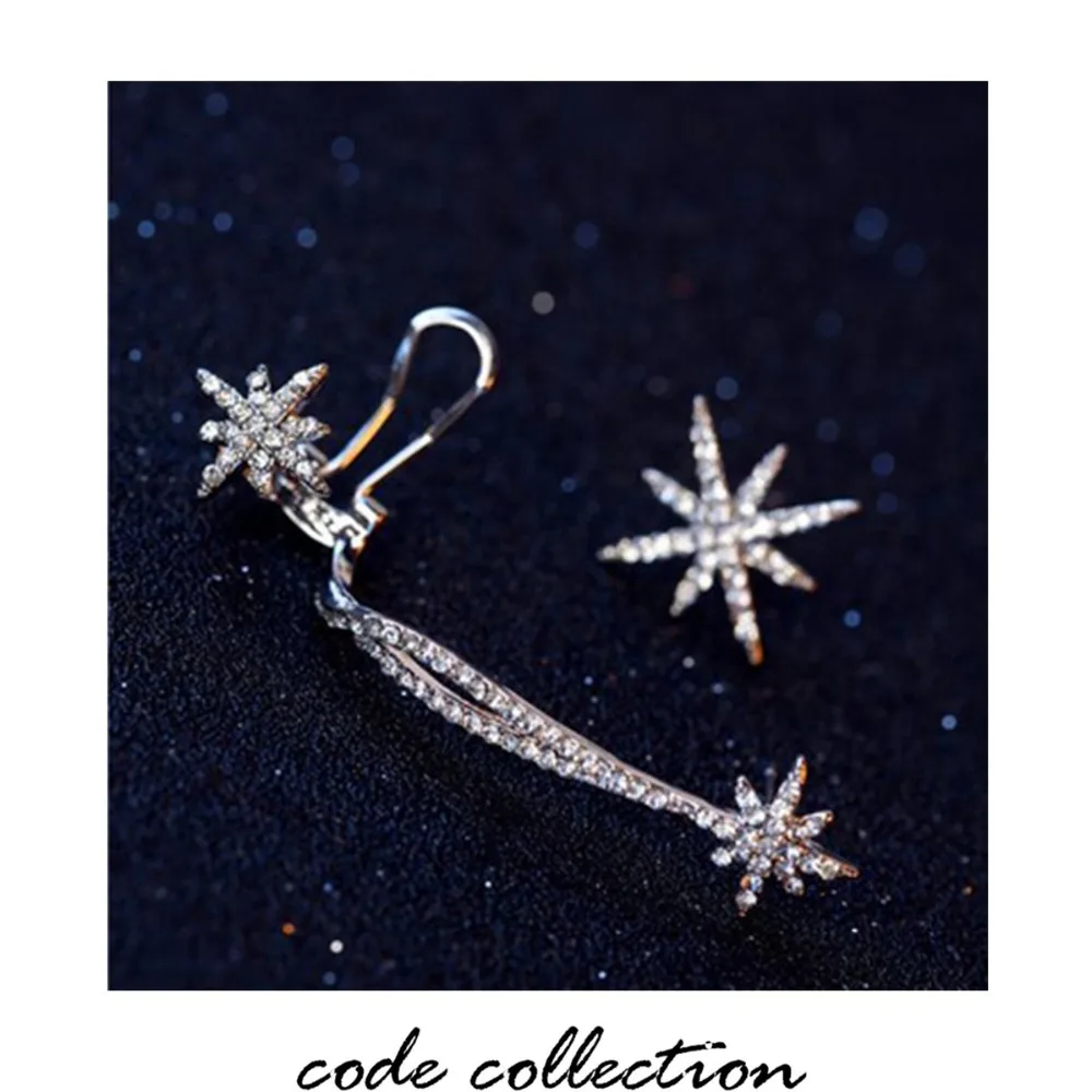 

Fashion Stud Earring Rice Word Star Snowflake Earring For Women Girl Prevent Allergy Crystal star Wedding Jewerly Accessories