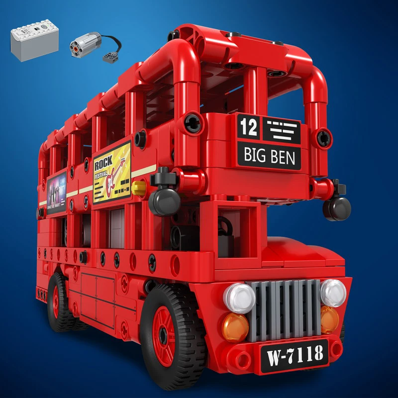 

Compatible legoed technic city London double decker Bus motored power set car model blocks building toys creator moc gift bricks