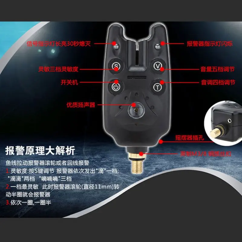 2 LED Adjustable Tone Volume Sensitivity Sound Alert Fishing Bite Alarm Water Resistant Fishing Alarm for Fishing Rod Swingers - Image 6