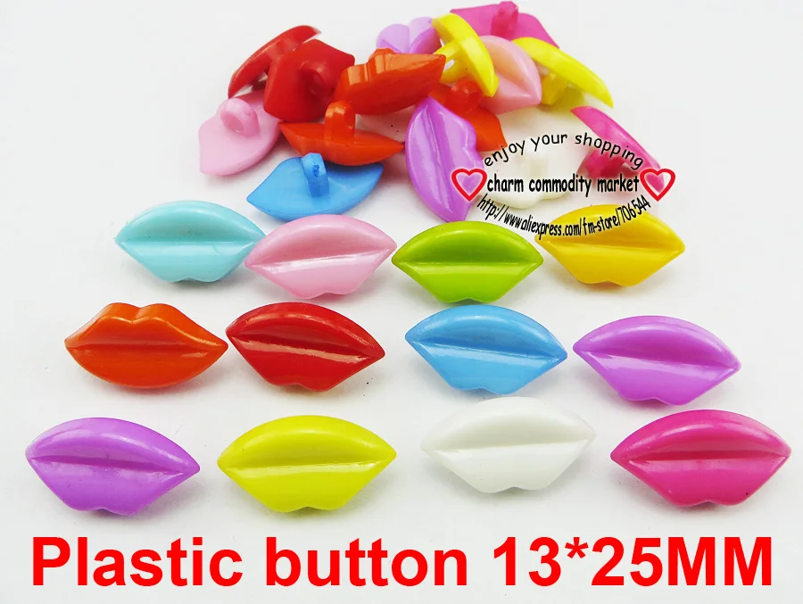 

50PCS 13*25MM Dyed Plastic MOUTH buttons coat boots sewing clothes accessory P-221